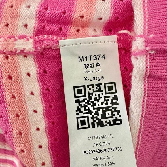 Wonens Striped Perforated Top And Lounge Pants, Cruisewear Sz XL Pink/ White New - Picture 8 of 10